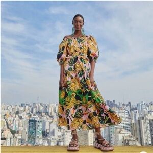 FARM Rio Toucananas Tiered Maxi Dress